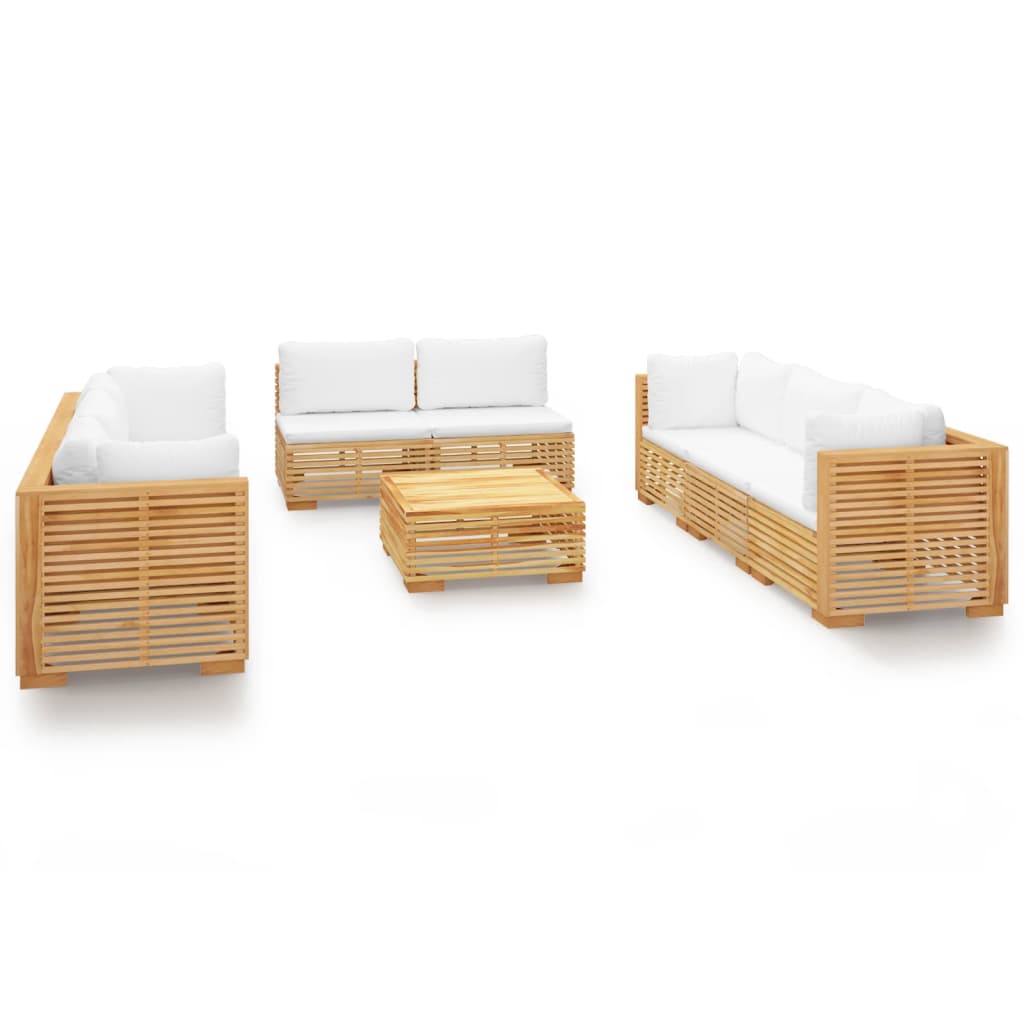 NNEVL 9 Piece Garden Lounge Set with Cushions Solid Wood Teak-1