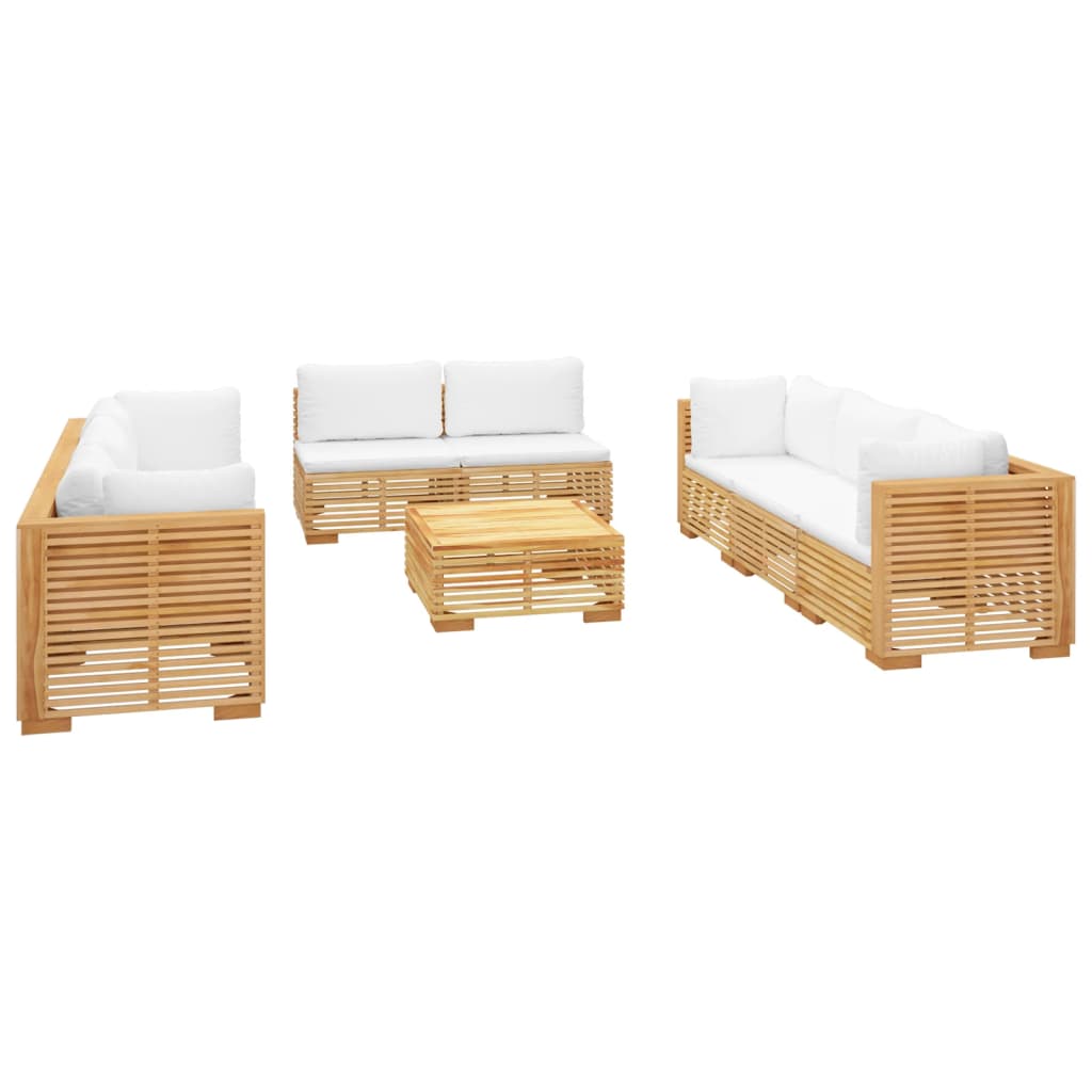 NNEVL 9 Piece Garden Lounge Set with Cushions Solid Wood Teak-2