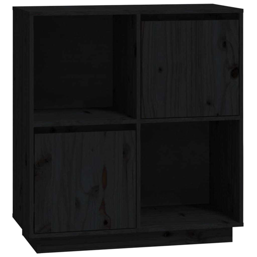 NNEVL Sideboard Black 74x35x80 cm Solid Wood Pine-1