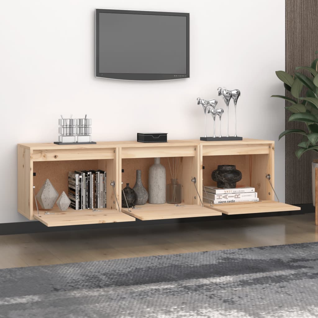 NNEVL TV Cabinets 3 pcs Solid Wood Pine-2