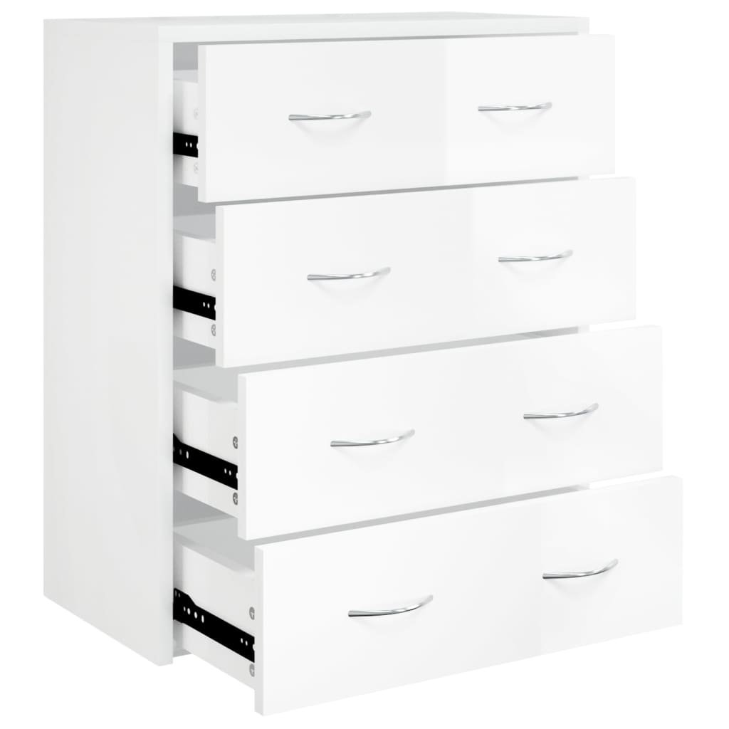 NNEVL Sideboard with 4 Drawers 60x30.5x71 cm High Gloss White-1