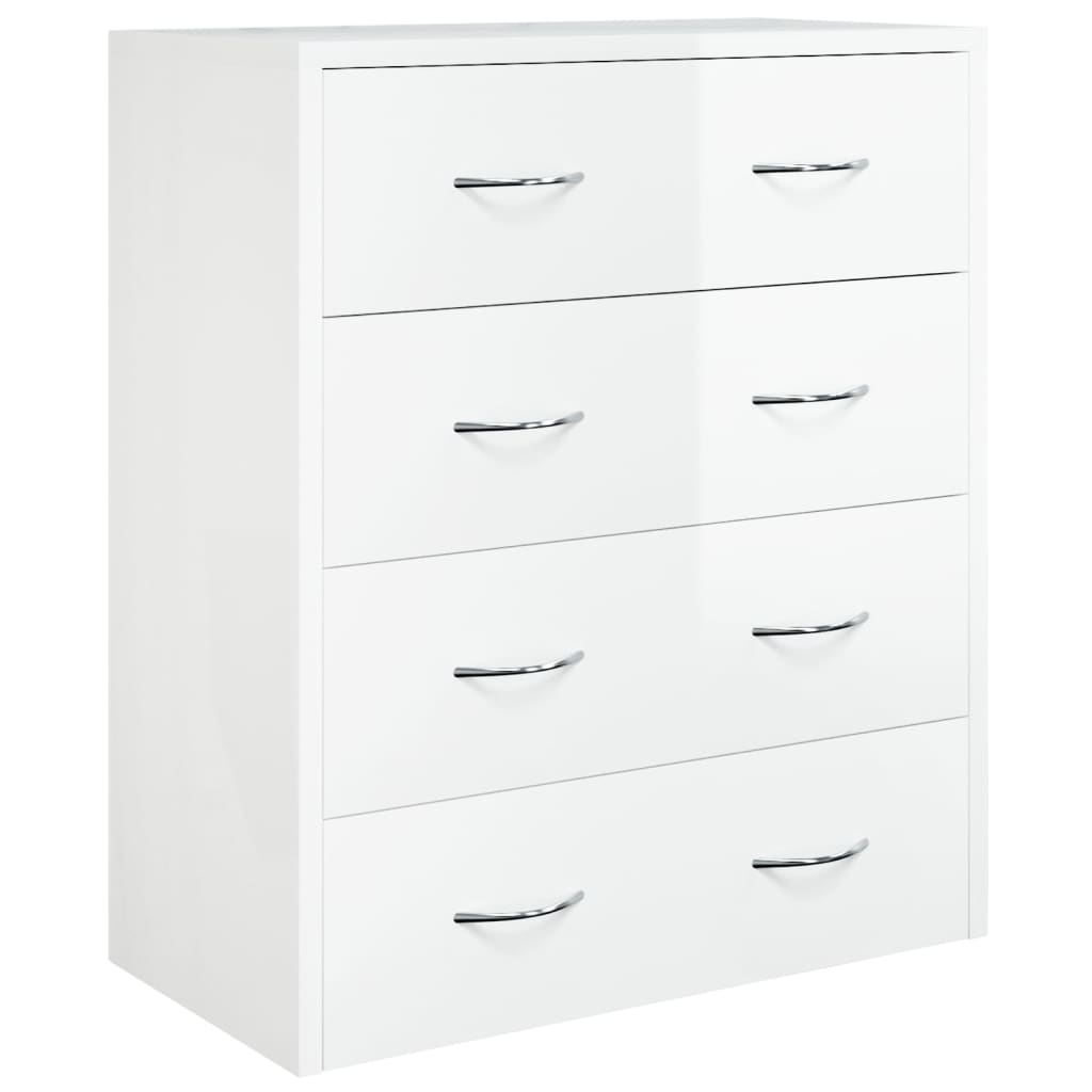 NNEVL Sideboard with 4 Drawers 60x30.5x71 cm High Gloss White-2