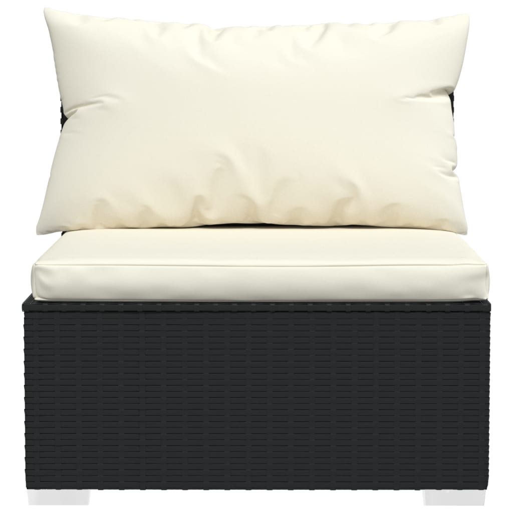 NNEVL 8 Piece Garden Lounge Set with Cushions Poly Rattan Black-3