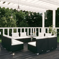 NNEVL 8 Piece Garden Lounge Set with Cushions Poly Rattan Black-0