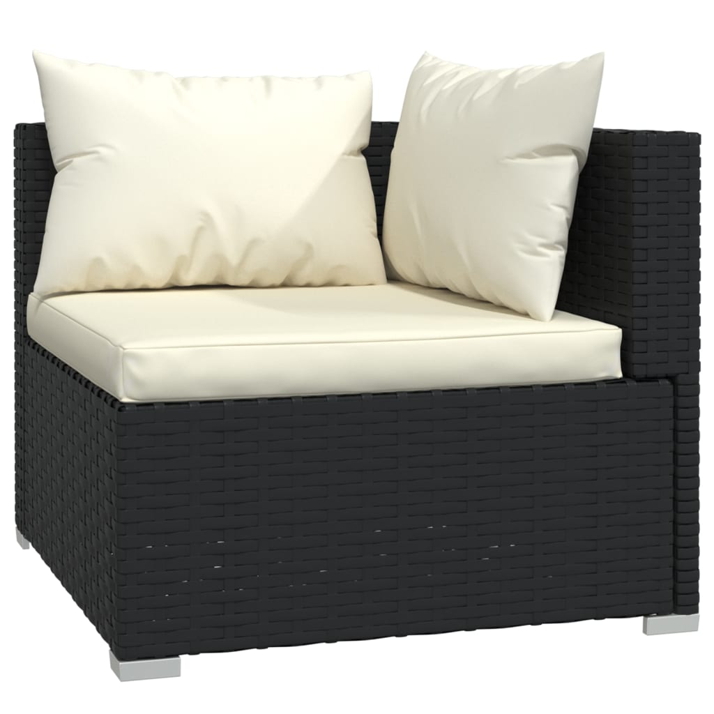 NNEVL 9 Piece Garden Lounge Set with Cushions Poly Rattan Black-2
