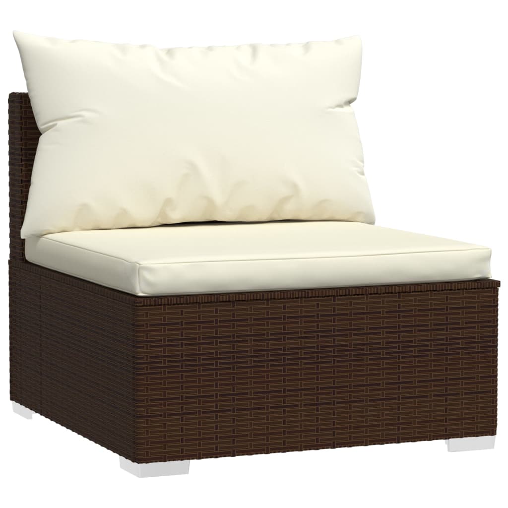 NNEVL 9 Piece Garden Lounge Set with Cushions Poly Rattan Brown-2