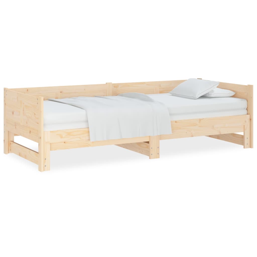NNEVL Pull-out Day Bed Solid Wood Pine 2x(92x187) cm Single Size-1