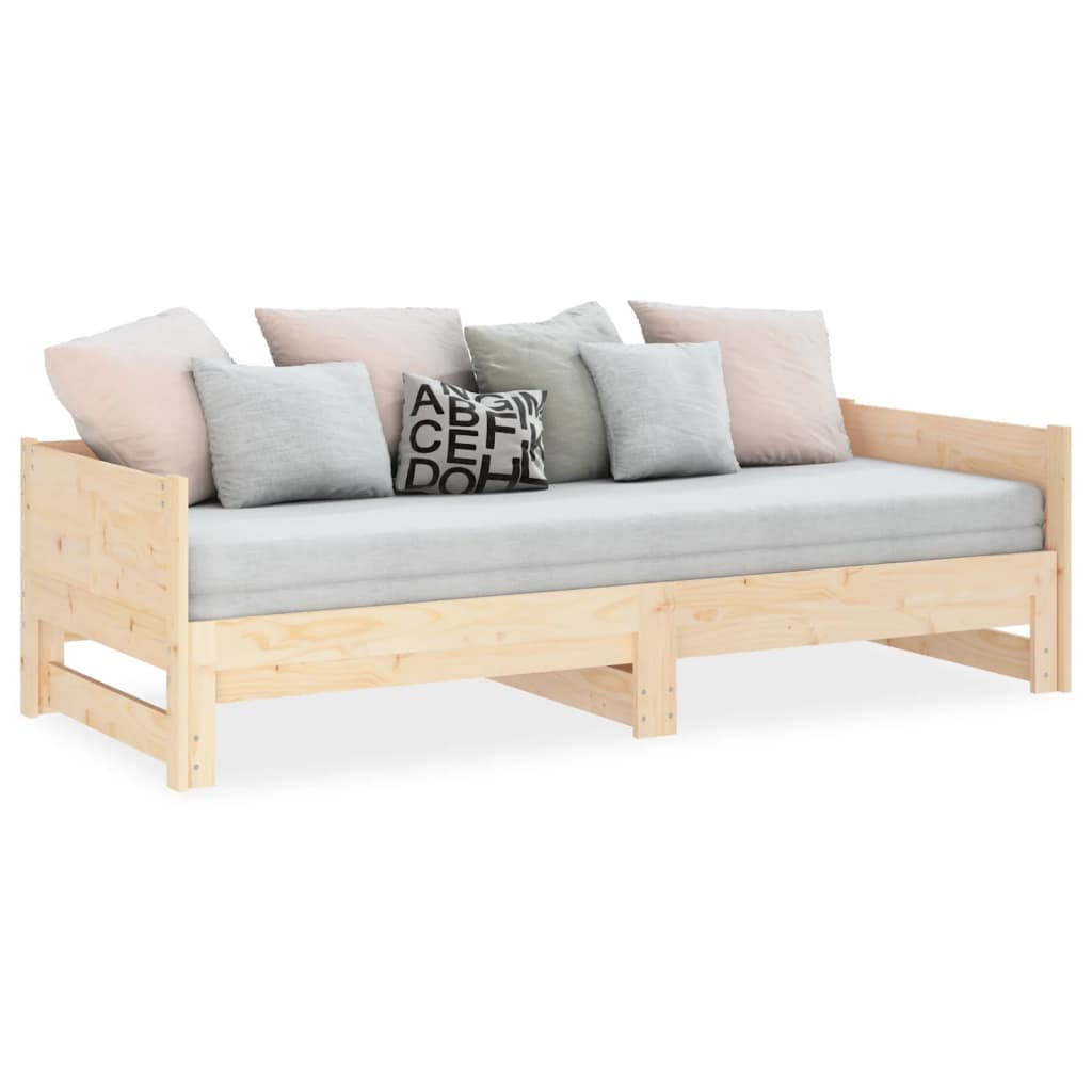 NNEVL Pull-out Day Bed Solid Wood Pine 2x(92x187) cm Single Size-3