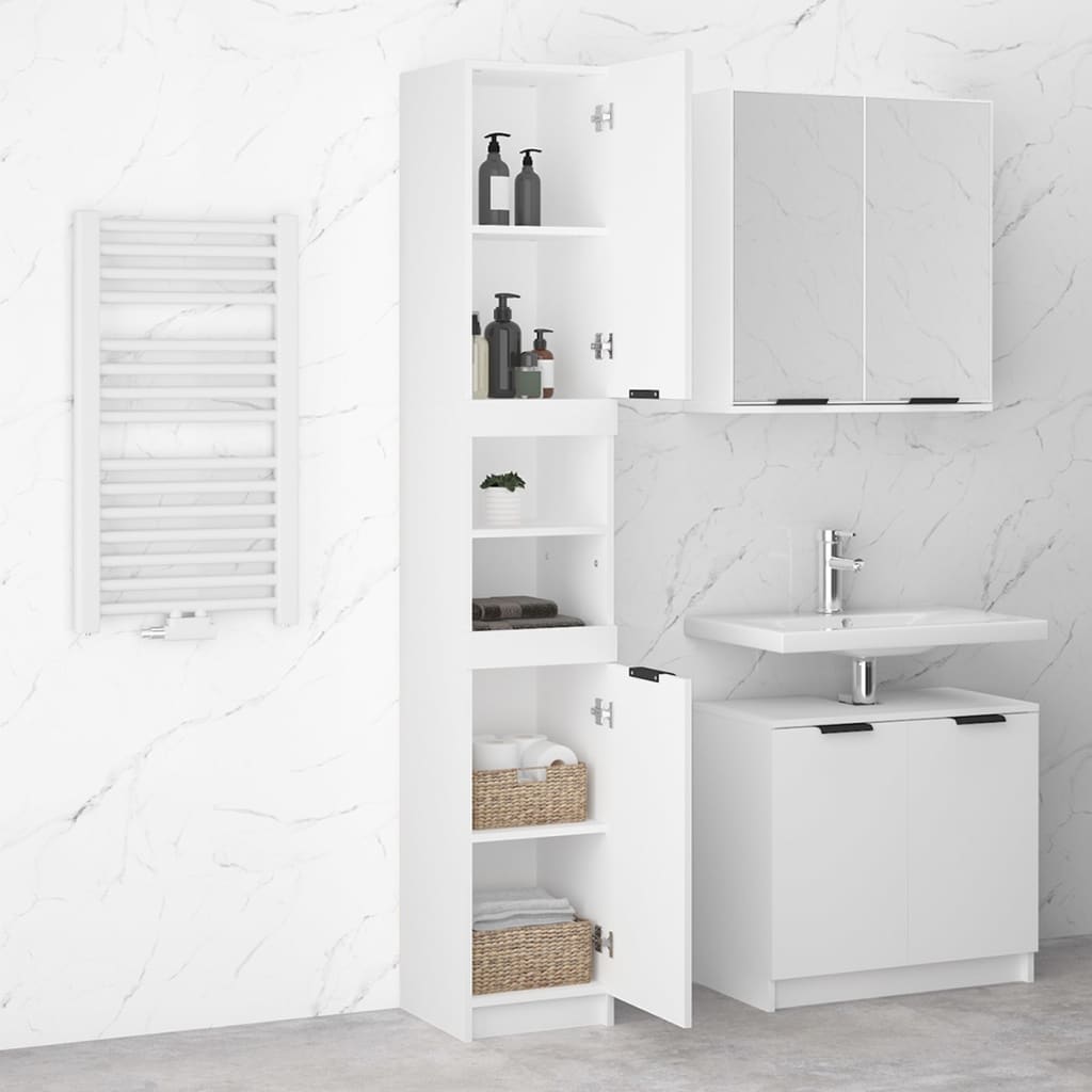 NNEVL Bathroom Cabinet White 32x34x188.5 cm Engineered Wood-3
