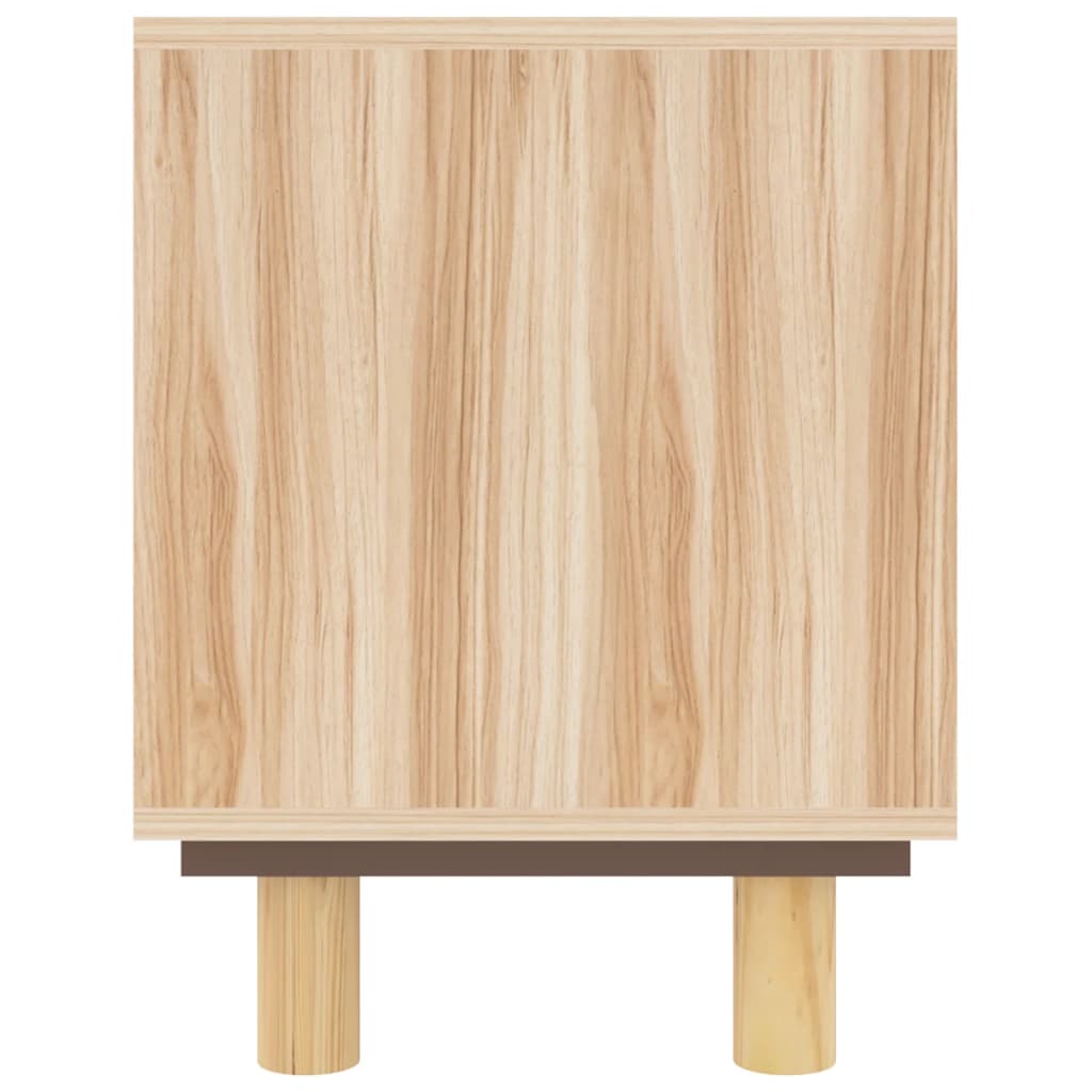 NNEVL TV Cabinet Brown 105x30x40 cm Solid Wood Pine&Natural Rattan-4