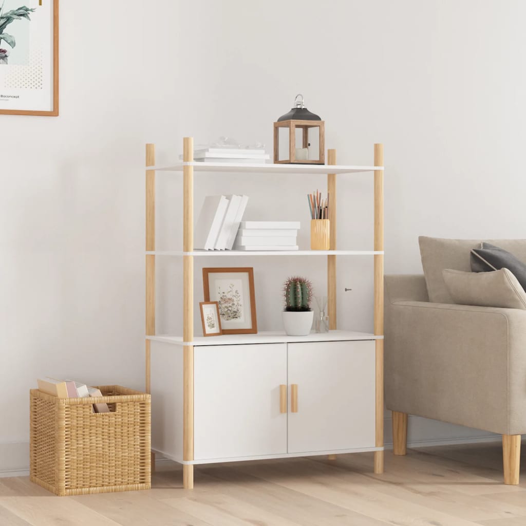 NNEVL Highboard White 80x40x121 cm Engineered Wood-0