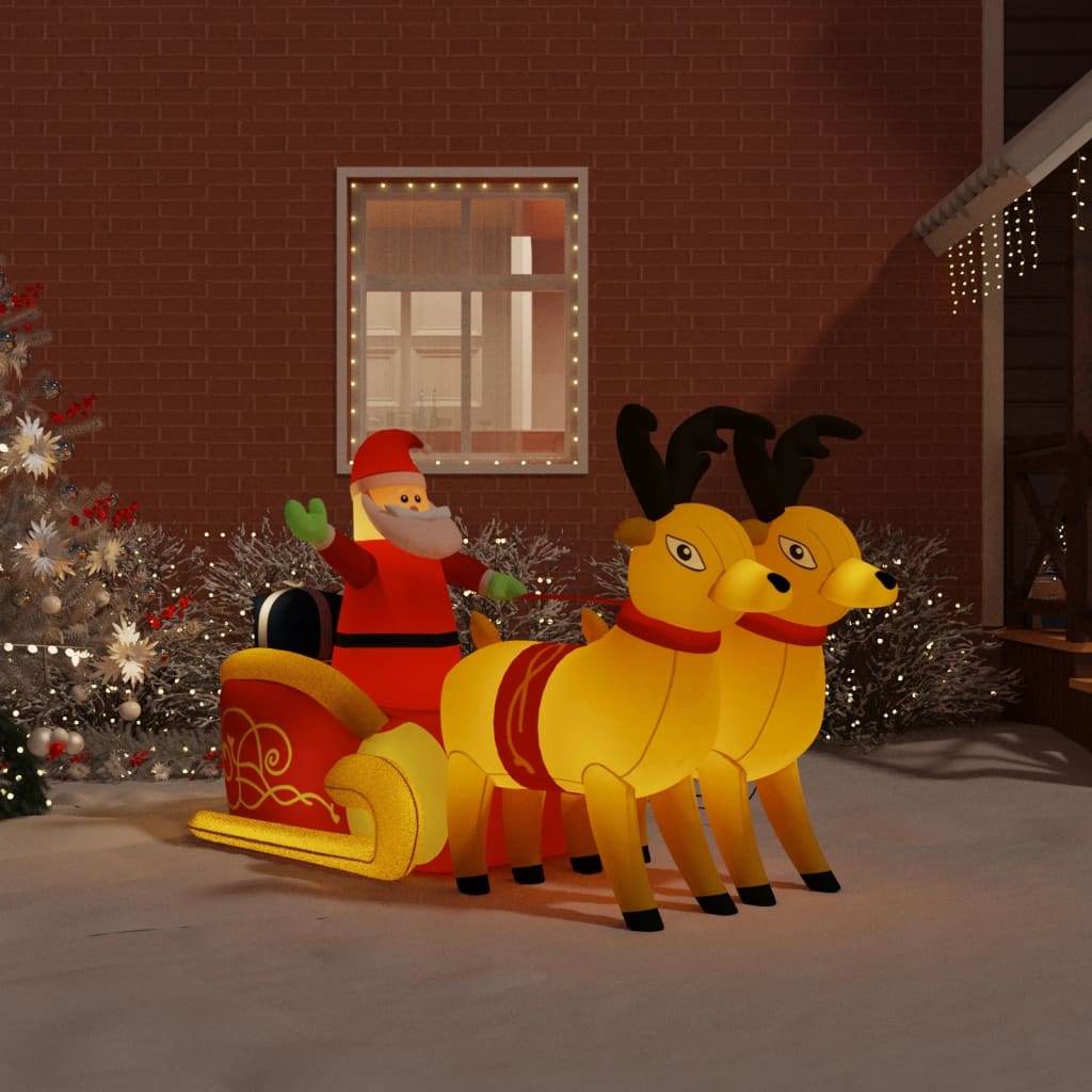 NNEVL Christmas Inflatable Santa and Reindeer Decoration LED 130 cm-0