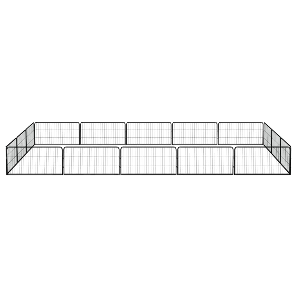 NNEVL 16-Panel Dog Playpen Black 100x50 cm Powder-coated Steel-1