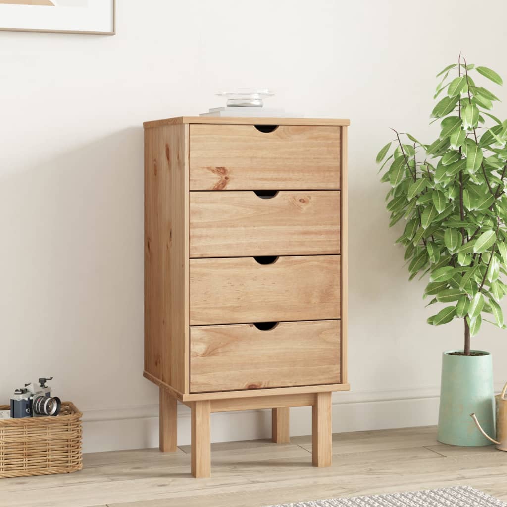 NNEVL Drawer Cabinet OTTA 45x39x90cm Solid Wood Pine-0