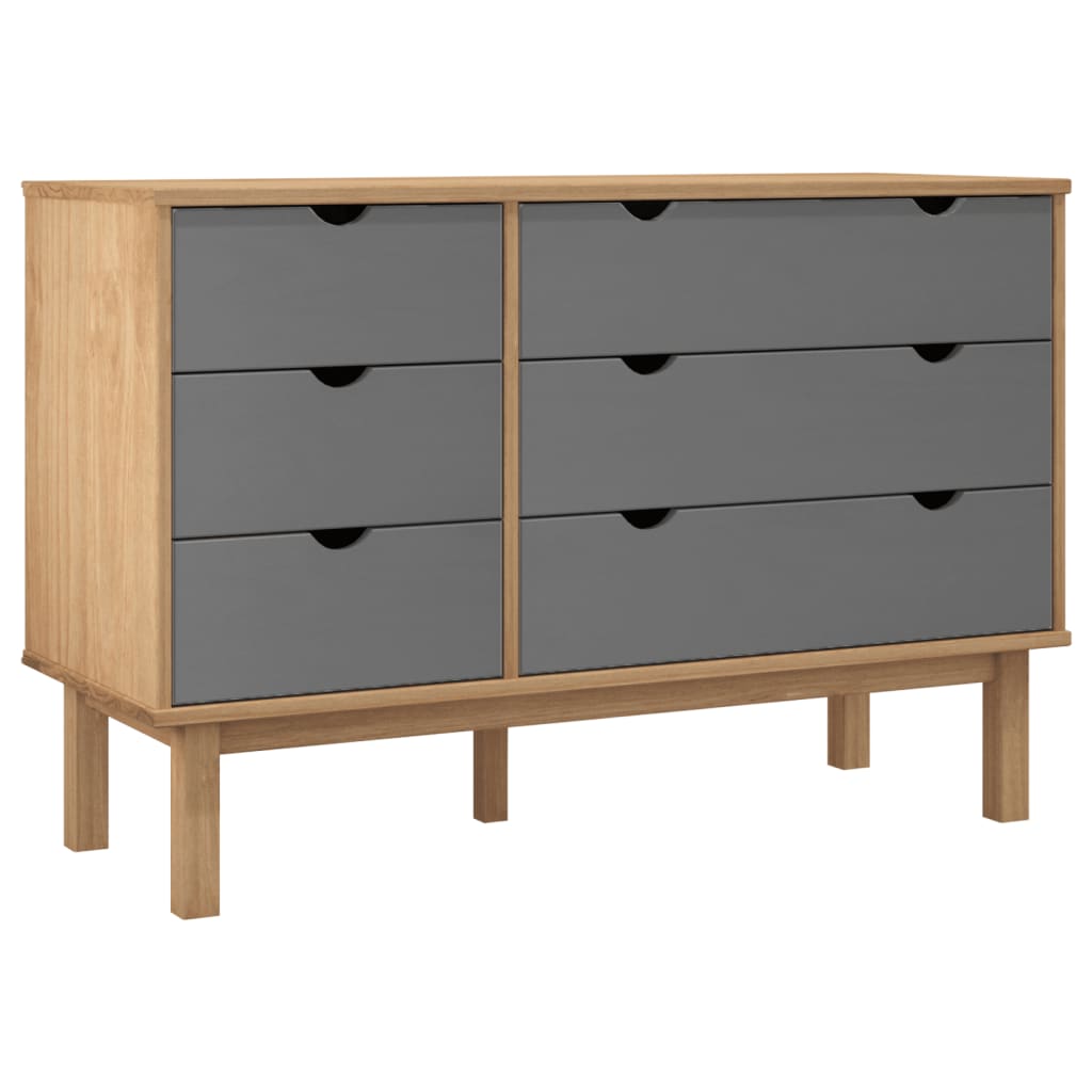 NNEVL Drawer Cabinet OTTA Brown&Grey 111x43x73.5 cm Solid Wood Pine-1