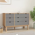 NNEVL Drawer Cabinet OTTA Brown&Grey 111x43x73.5 cm Solid Wood Pine-0