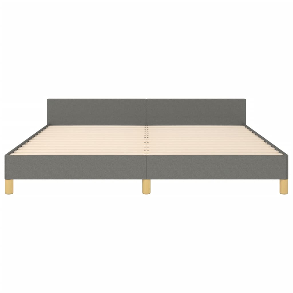 NNEVL Bed Frame with Headboard Dark Grey 153x203 cm Queen Fabric-4