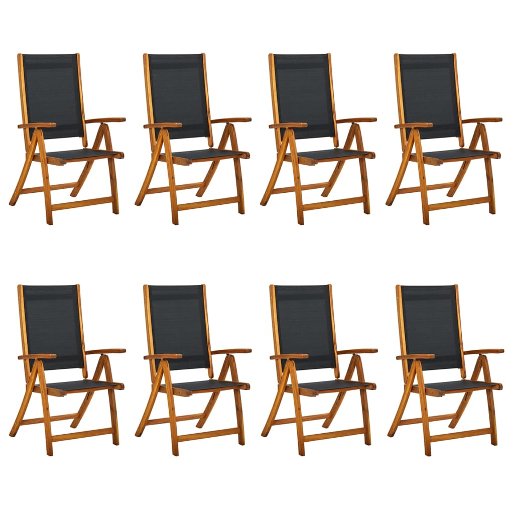 NNEVL Folding Garden Chairs 8 pcs Solid Wood Acacia and Textilene-0