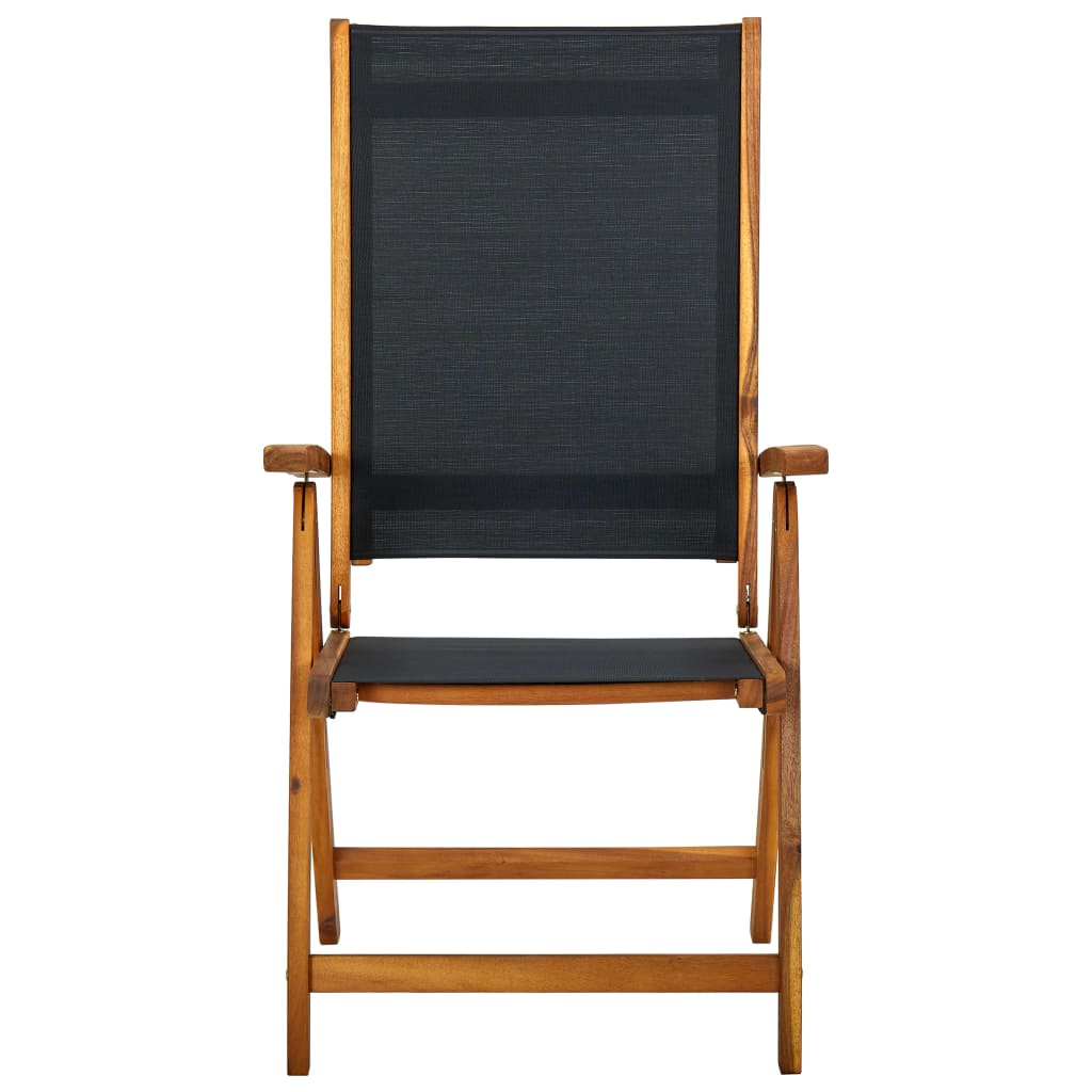 NNEVL Folding Garden Chairs 8 pcs Solid Wood Acacia and Textilene-2