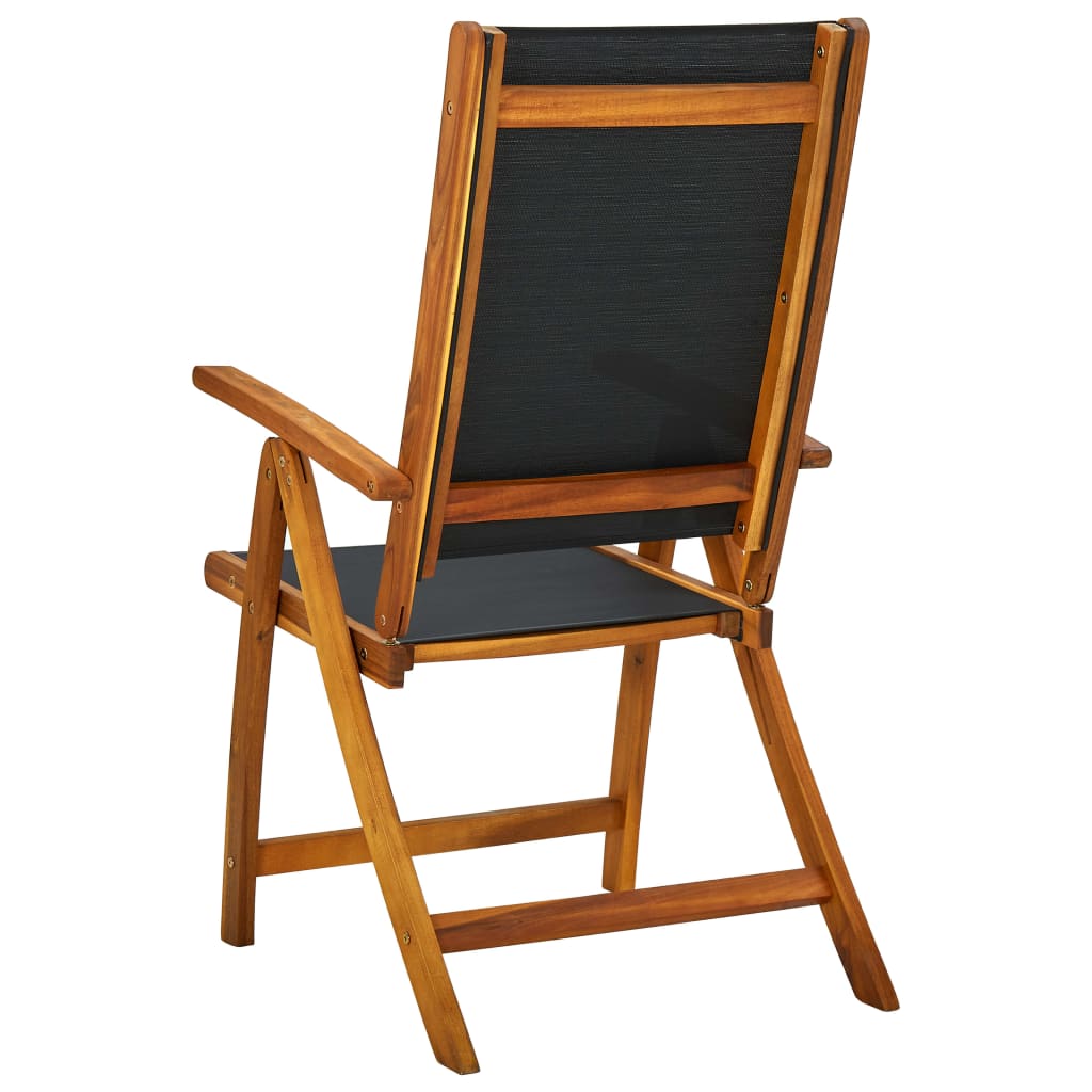 NNEVL Folding Garden Chairs 8 pcs Solid Wood Acacia and Textilene-3