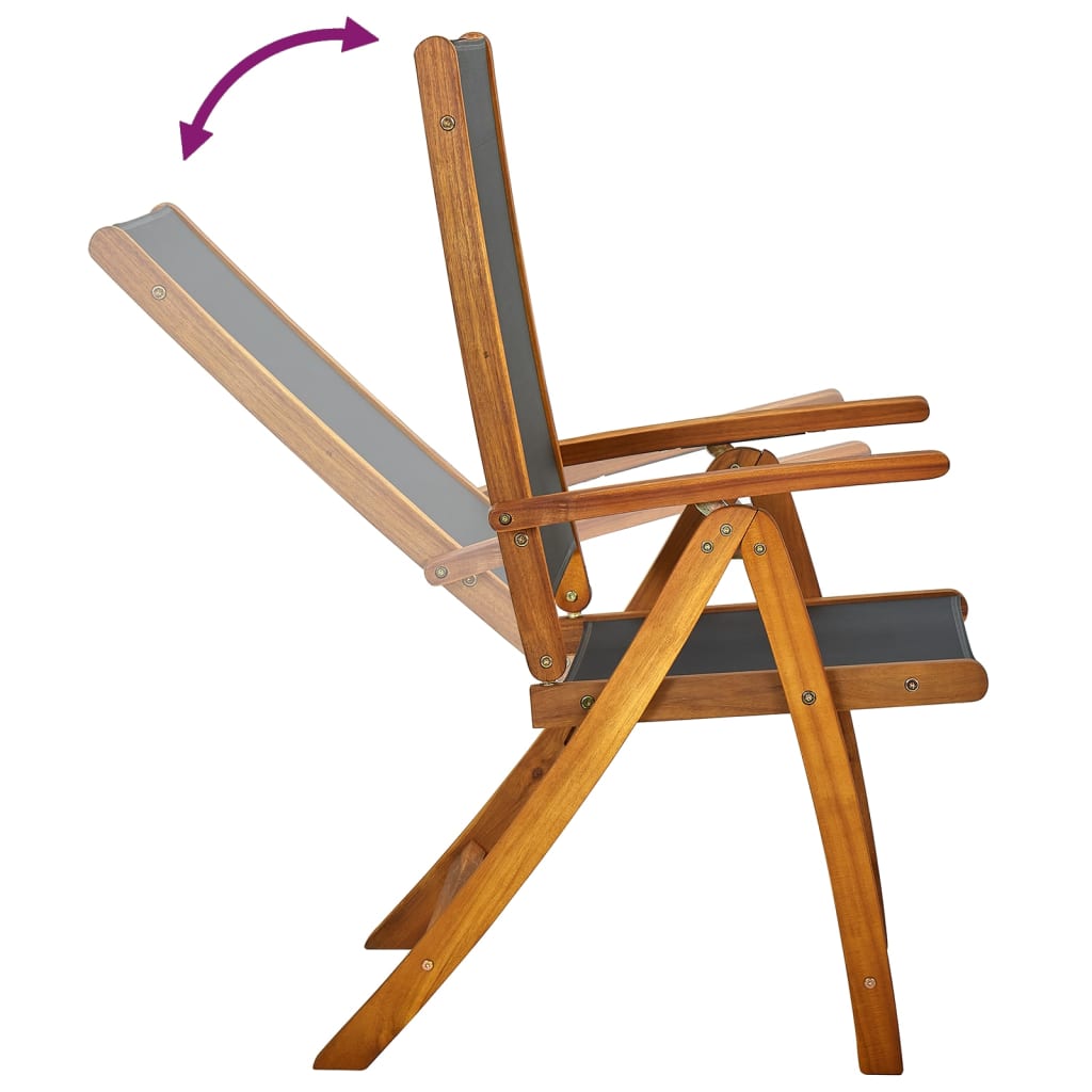 NNEVL Folding Garden Chairs 8 pcs Solid Wood Acacia and Textilene-4
