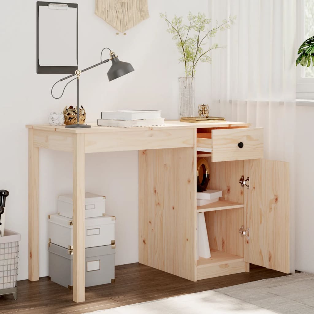 NNEVL Desk 100x50x75 cm Solid Wood Pine-2