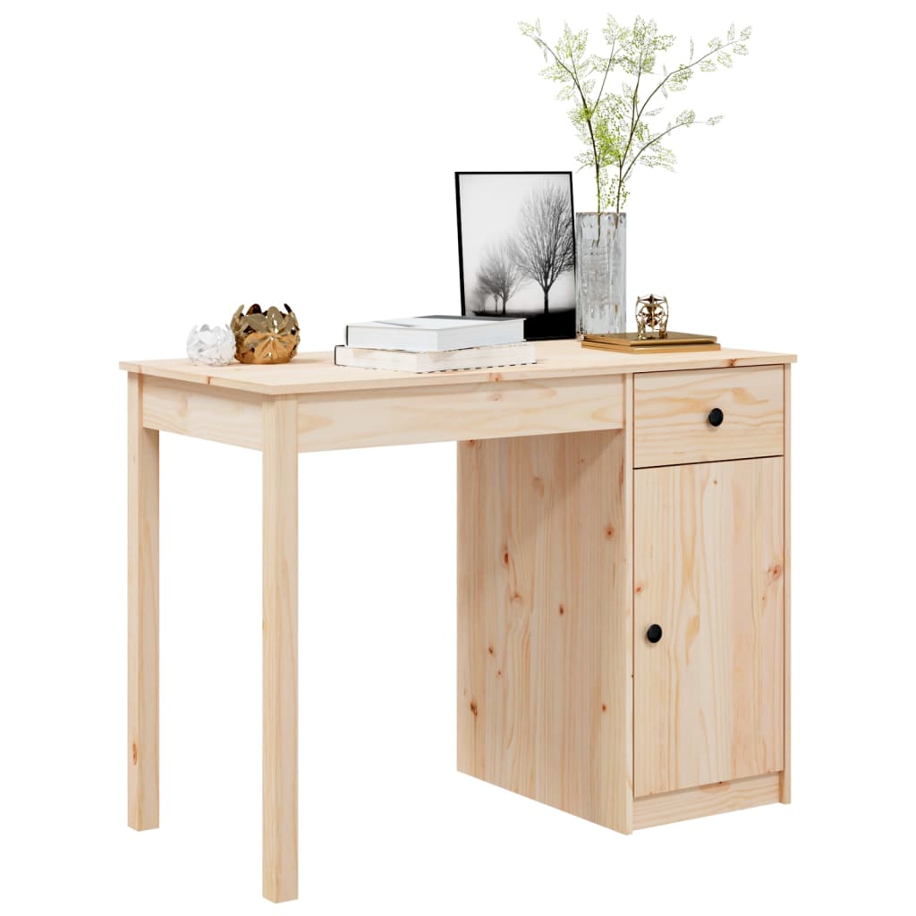 NNEVL Desk 100x50x75 cm Solid Wood Pine-3