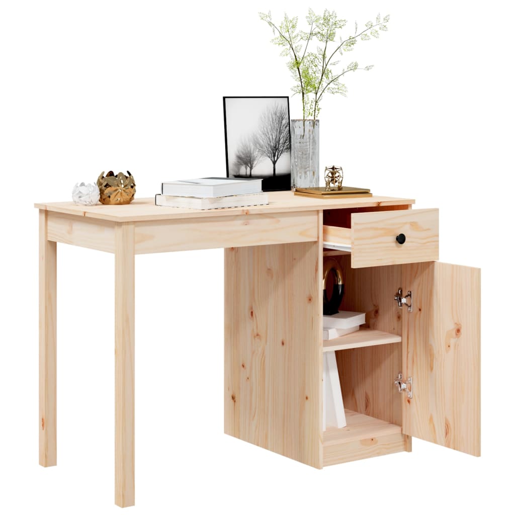 NNEVL Desk 100x50x75 cm Solid Wood Pine-4