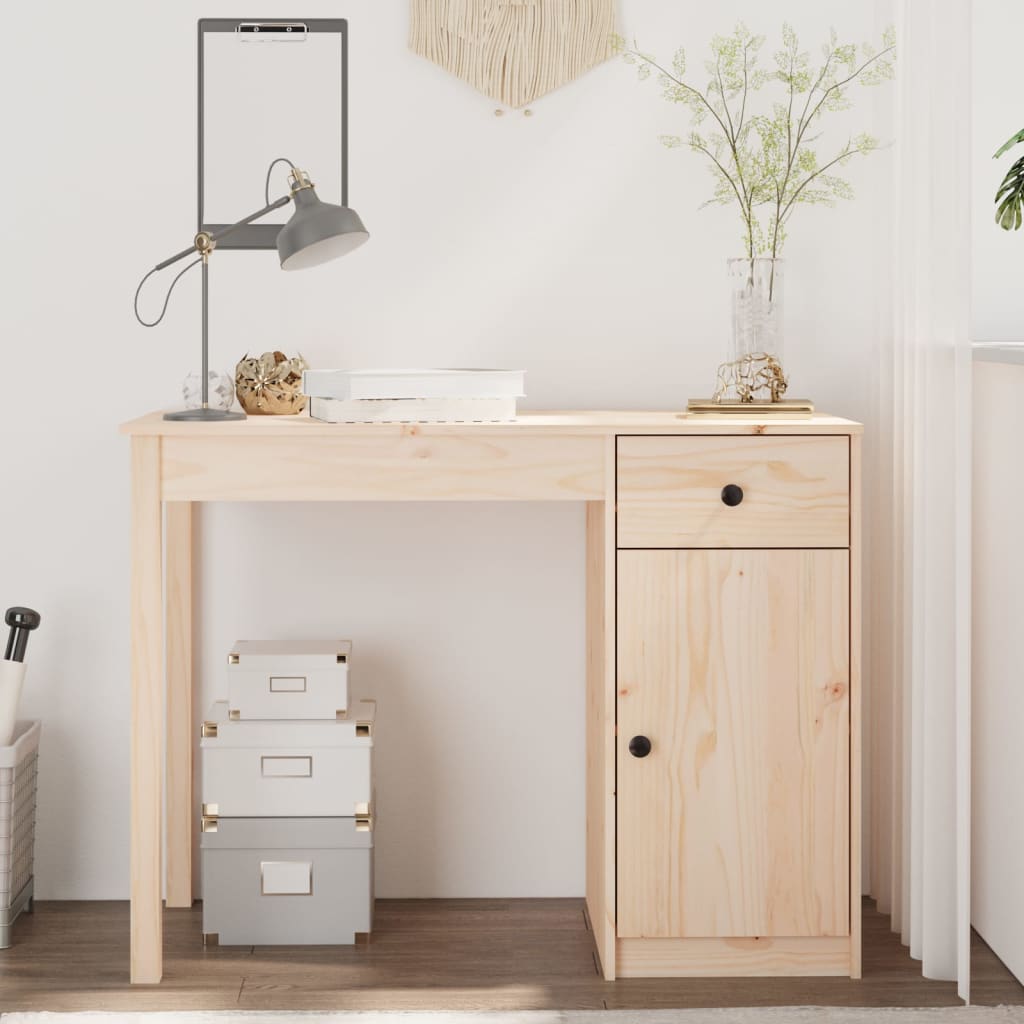 NNEVL Desk 100x50x75 cm Solid Wood Pine-0