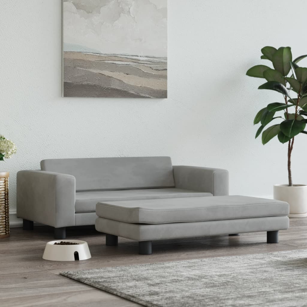NNEVL Dog Bed with Extension Light Grey 100x50x30 cm Velvet-0