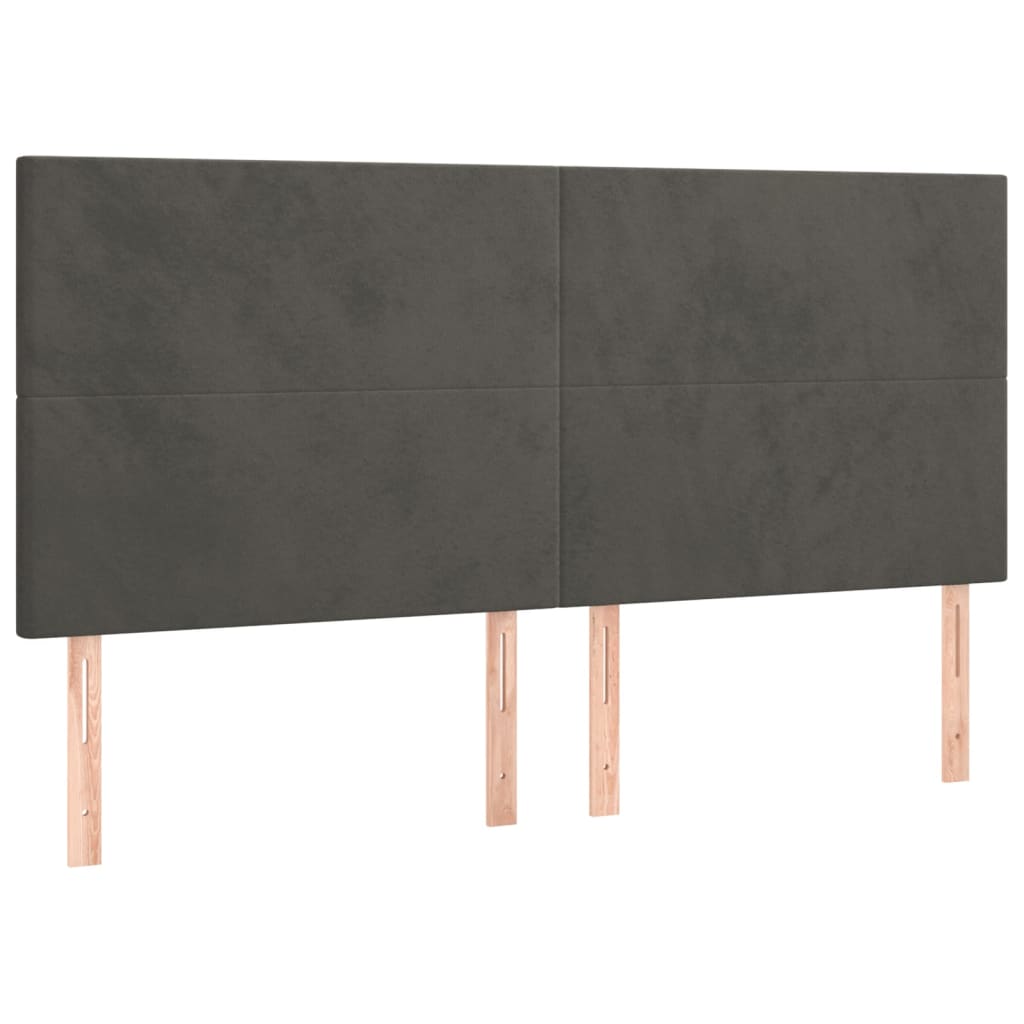 NNEVL Headboards 4 pcs Dark Grey 100 cm Velvet-1