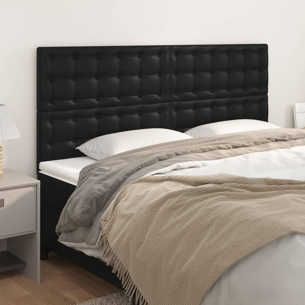 NNEVL Headboards 4 pcs Black 80 cm Faux Leather-0