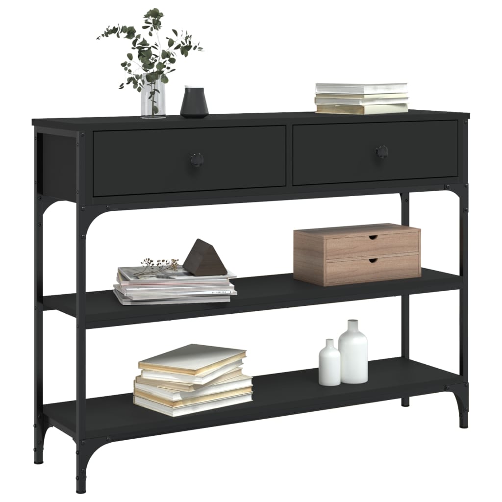 NNEVL Console Table Black 100x25x75 cm Engineered Wood-2
