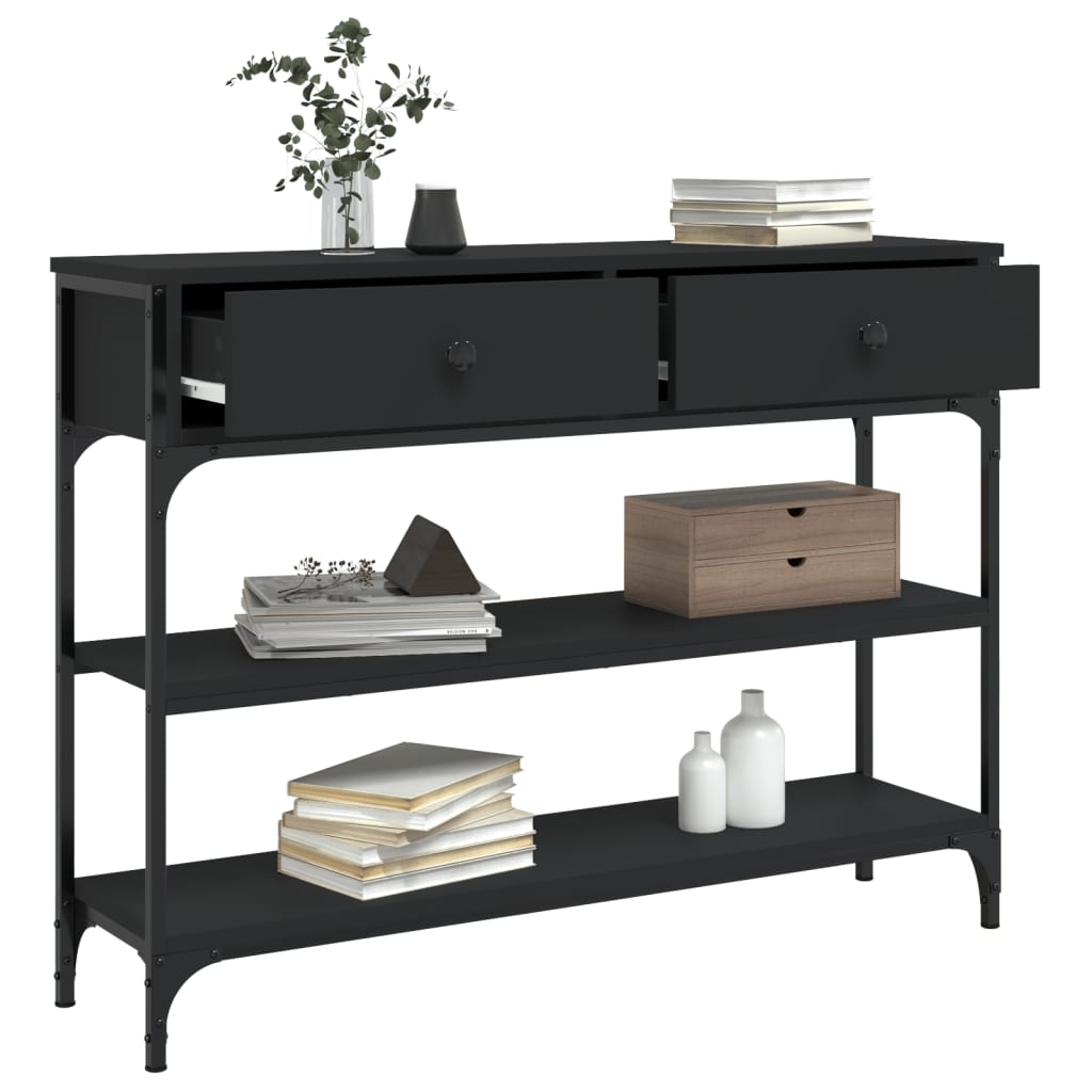 NNEVL Console Table Black 100x25x75 cm Engineered Wood-3