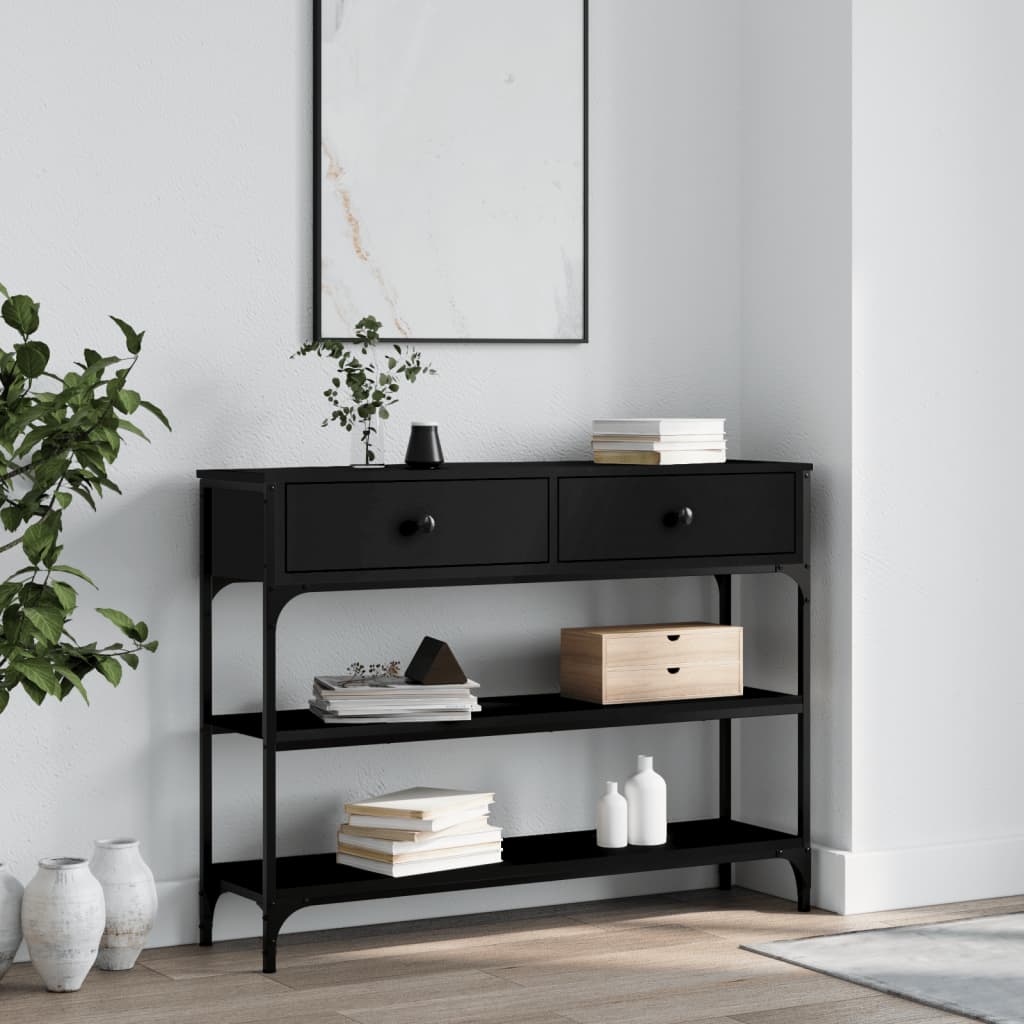 NNEVL Console Table Black 100x25x75 cm Engineered Wood-0