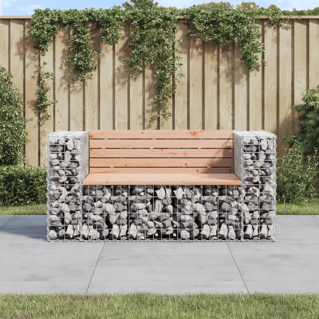 NNEVL Garden Bench Gabion Design 143x71x65.5 cm Solid Wood Douglas-0