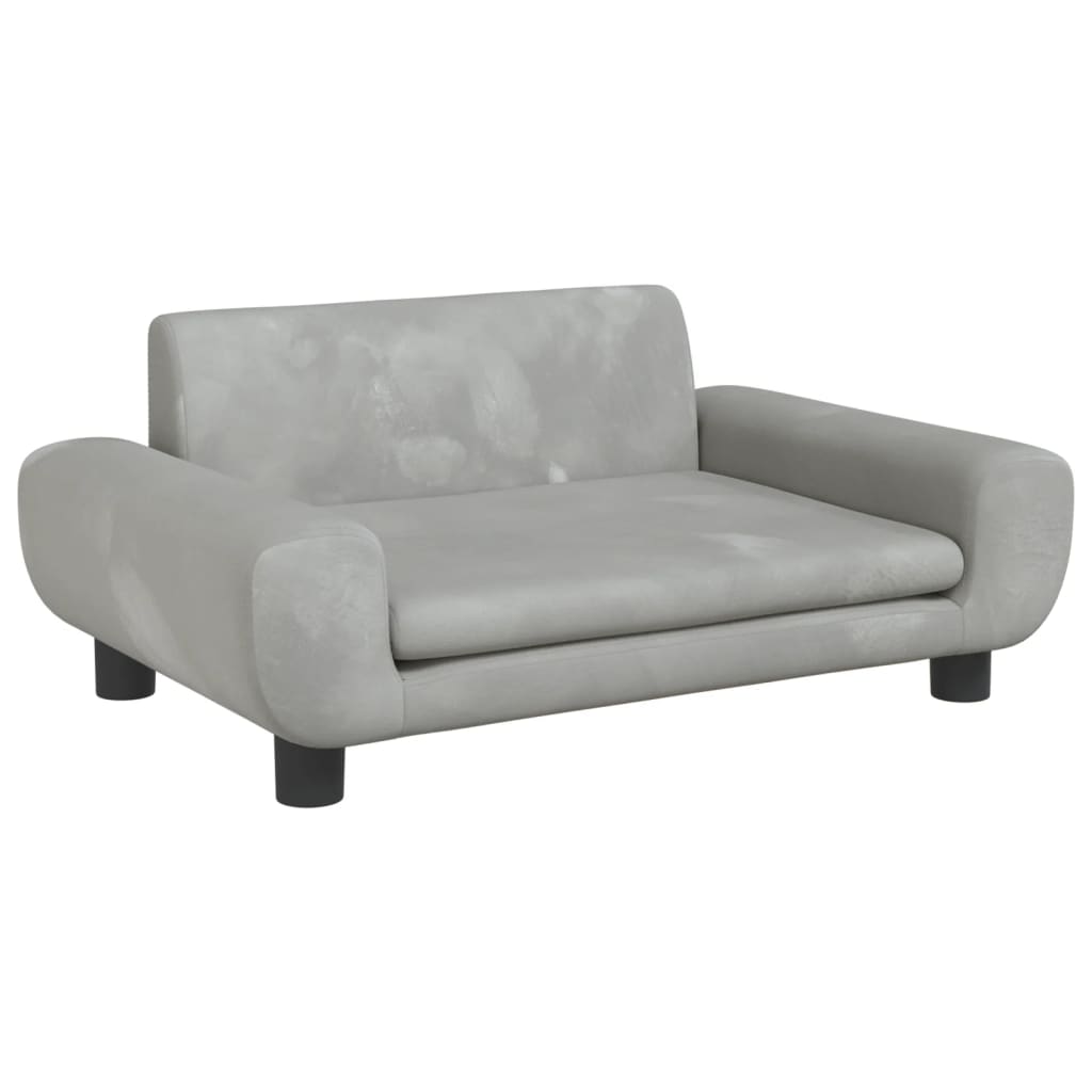 NNEVL Kids Sofa Light Grey 70x45x33 cm Velvet-1