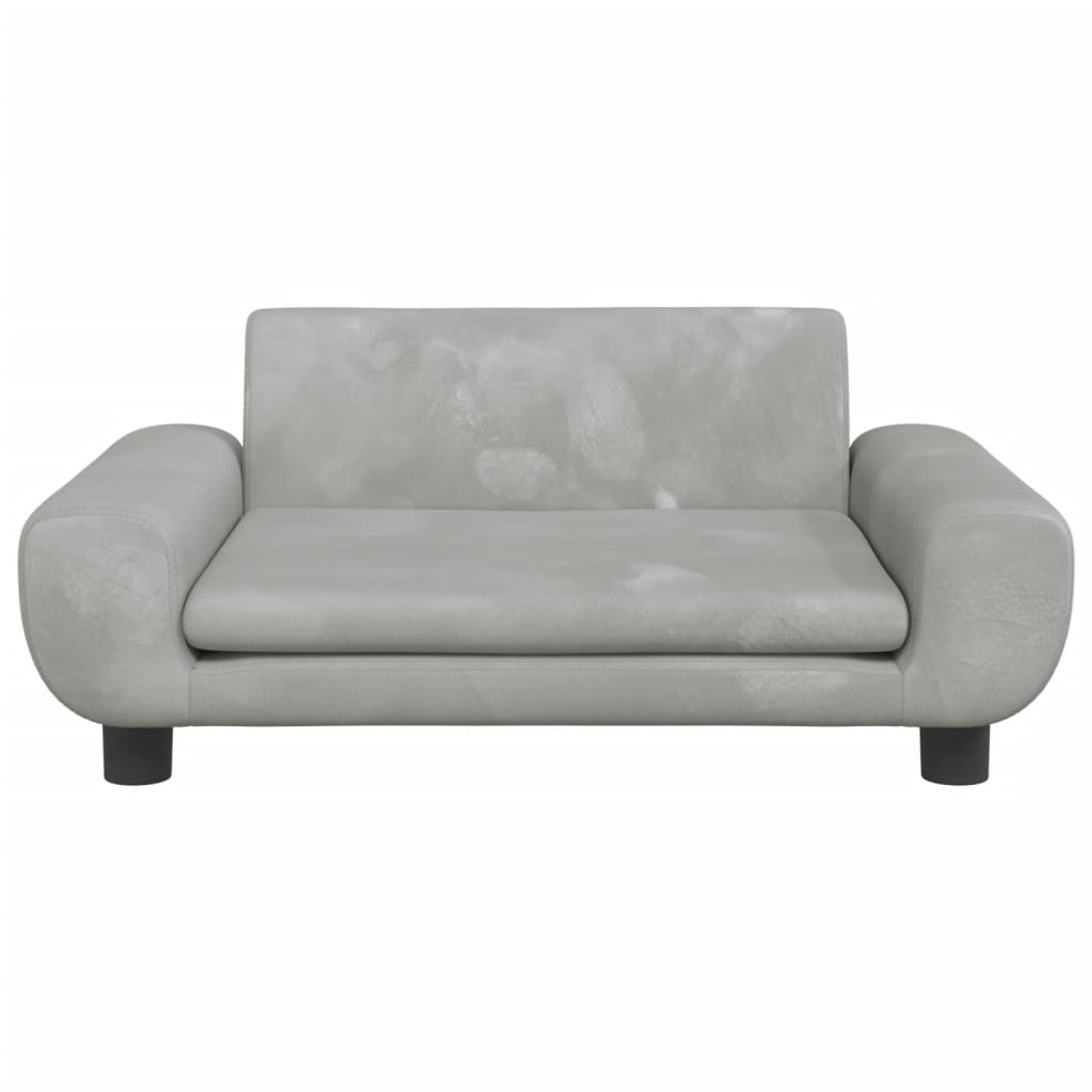 NNEVL Kids Sofa Light Grey 70x45x33 cm Velvet-2