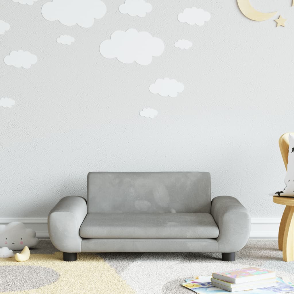 NNEVL Kids Sofa Light Grey 70x45x33 cm Velvet-0