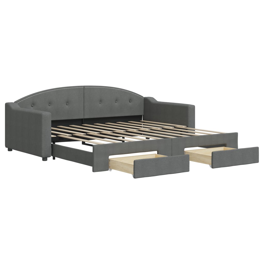 NNEVL Daybed with Trundle and Drawers Dark Grey 90x190 cm Fabric-1