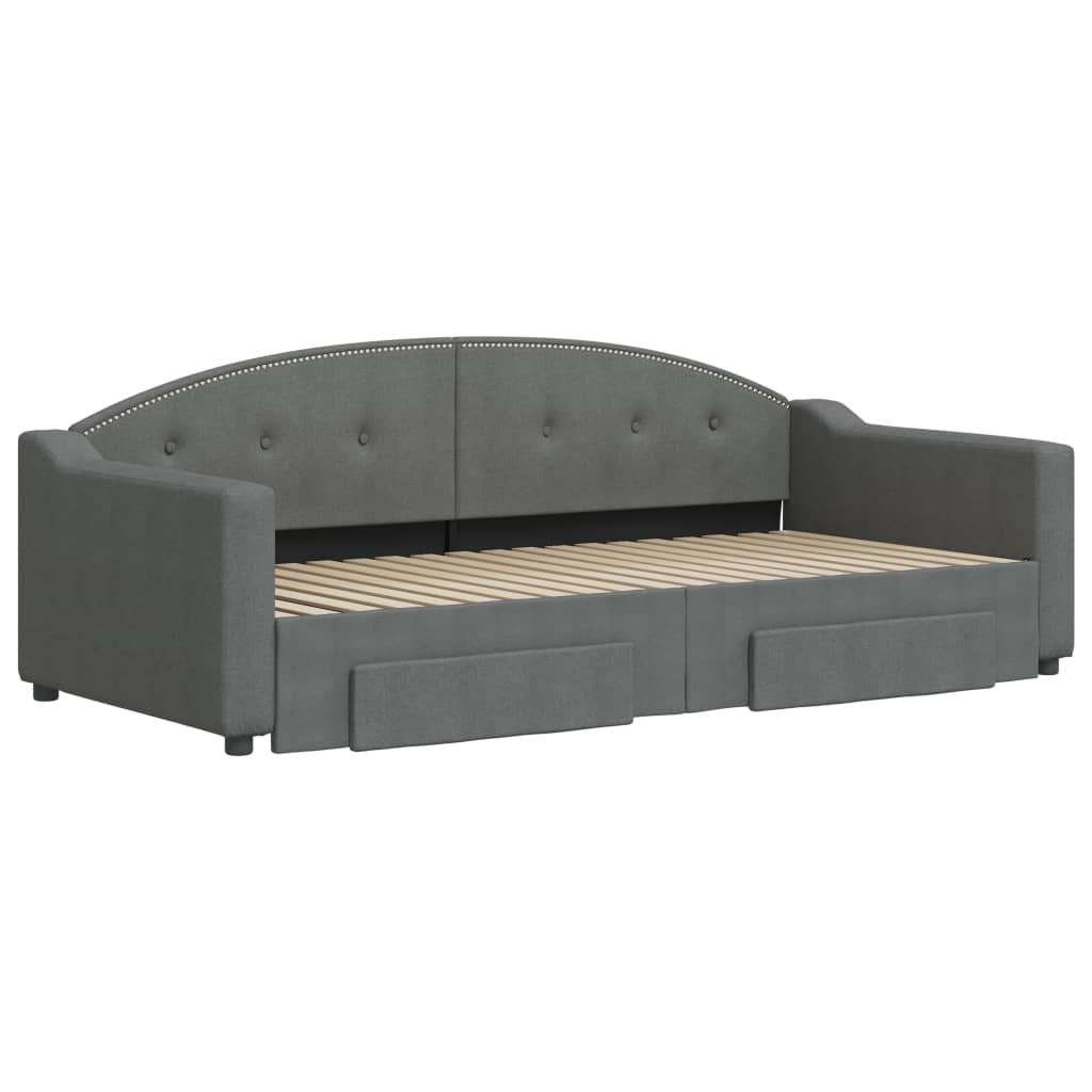 NNEVL Daybed with Trundle and Drawers Dark Grey 90x190 cm Fabric-2