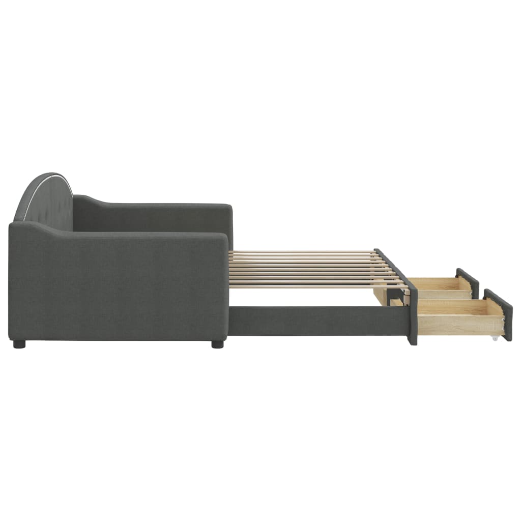 NNEVL Daybed with Trundle and Drawers Dark Grey 90x190 cm Fabric-3