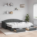 NNEVL Daybed with Trundle and Drawers Dark Grey 90x190 cm Fabric-0