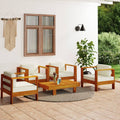 NNEVL 5 Piece Garden Lounge Set with Cream White Cushions Solid Wood-0
