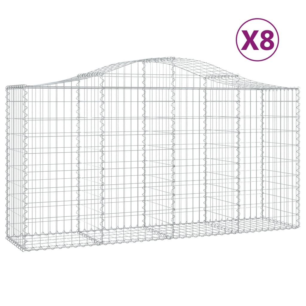 NNEVL Arched Gabion Baskets 8 pcs 200x50x100/120 cm Galvanised Iron-1