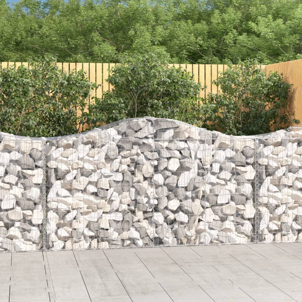 NNEVL Arched Gabion Baskets 8 pcs 200x50x100/120 cm Galvanised Iron-0