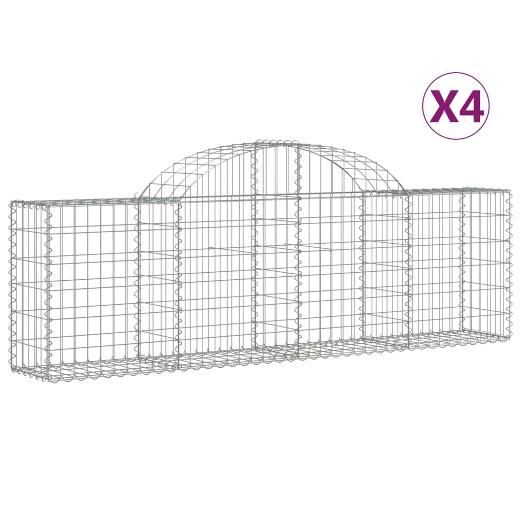 NNEVL Arched Gabion Baskets 4 pcs 200x30x60/80 cm Galvanised Iron-1