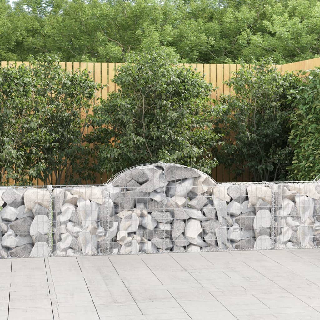 NNEVL Arched Gabion Baskets 4 pcs 200x30x60/80 cm Galvanised Iron-0