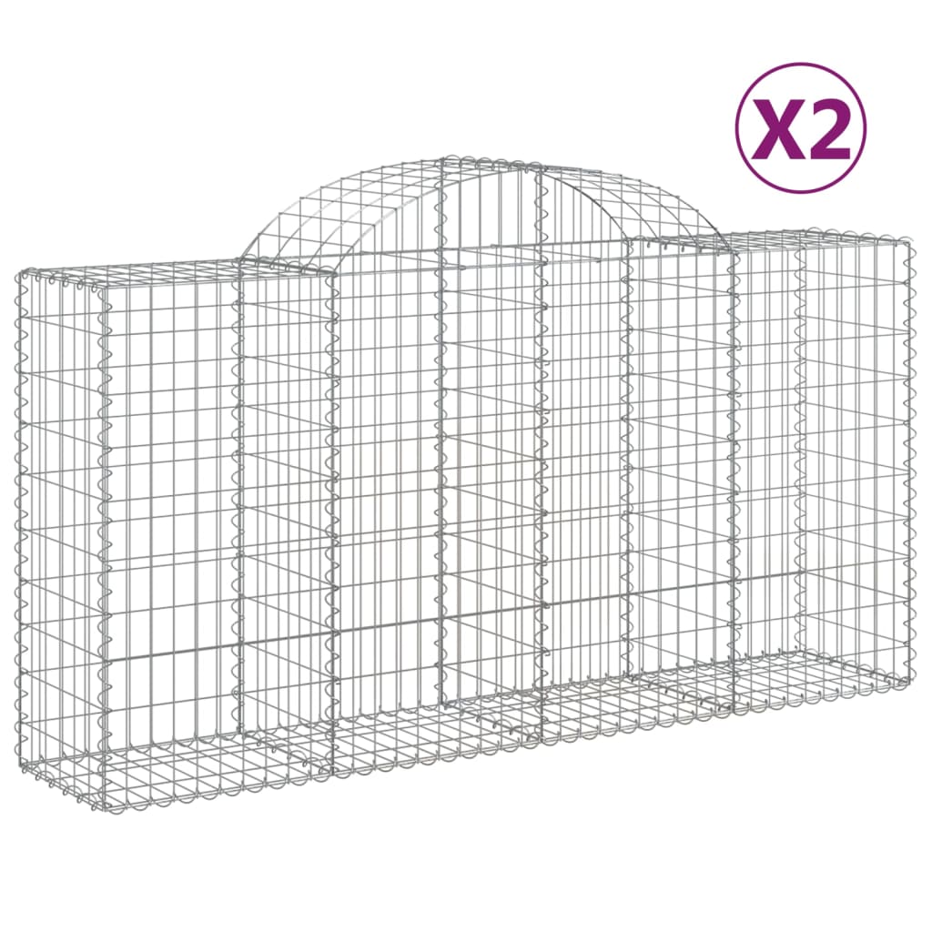 NNEVL Arched Gabion Baskets 2 pcs 200x50x100/120 cm Galvanised Iron-1