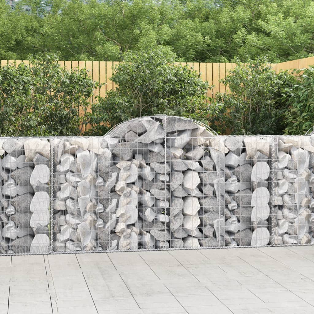 NNEVL Arched Gabion Baskets 2 pcs 200x50x100/120 cm Galvanised Iron-0